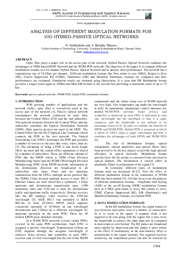 (PDF) Analysis of Different Modulation Formats for 10 G Hybrid-Passive ...