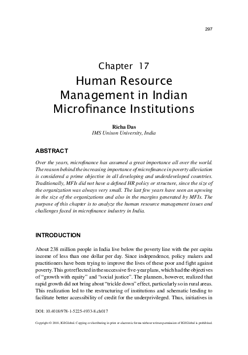 (PDF) Human Resource Management in Indian Microfinance Institutions