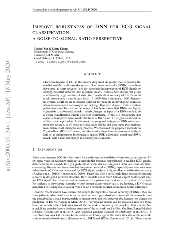 (PDF) Improve robustness of DNN for ECG signal classification: a noise ...