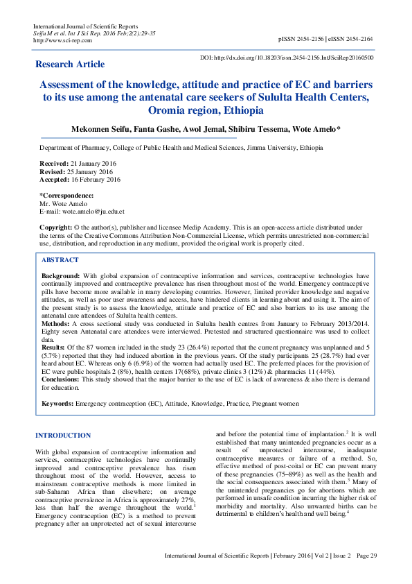 (PDF) Assessment of the knowledge, attitude and practice of EC and ...
