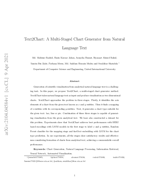 (PDF) Text2Chart: A Multi-Staged Chart Generator from Natural Language Text