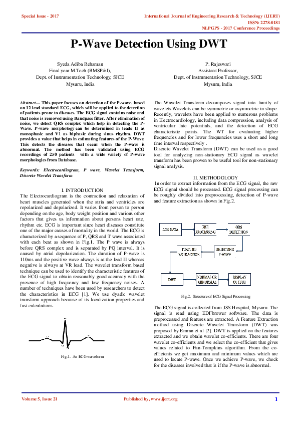 (PDF) P-Wave Detection Using DWT