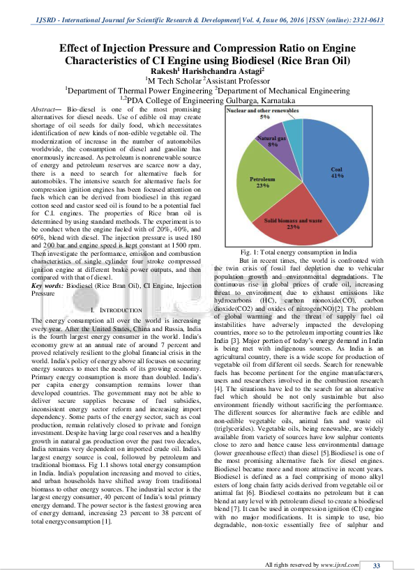 (PDF) Effect of Injection Pressure and Compression Ratio on Engine ...