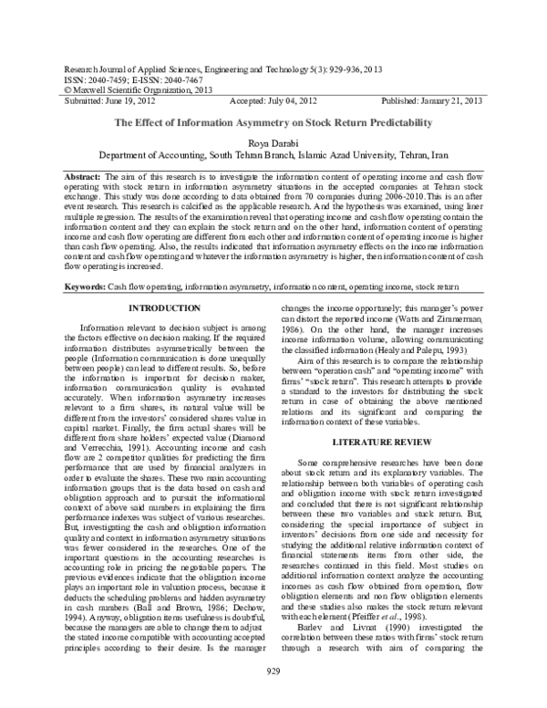 (PDF) The Effect of Information Asymmetry on Stock Return Predictability