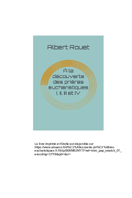 (PDF) À la découverte des prières eucharistiques I, II, III et IV (Mgr ...