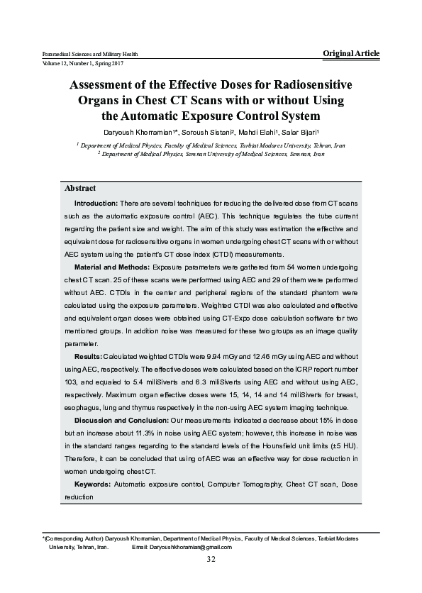 (PDF) Assessment of the Effective Doses for Radiosensitive Organs in