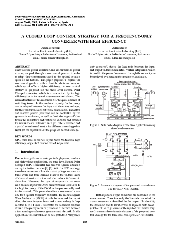 (PDF) A Closed Loop Control Strategy for a Frequency-Only Converter ...