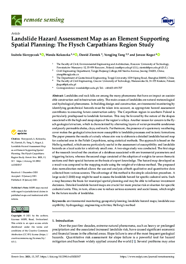(PDF) Landslide Hazard Assessment Map as an Element Supporting Spatial ...