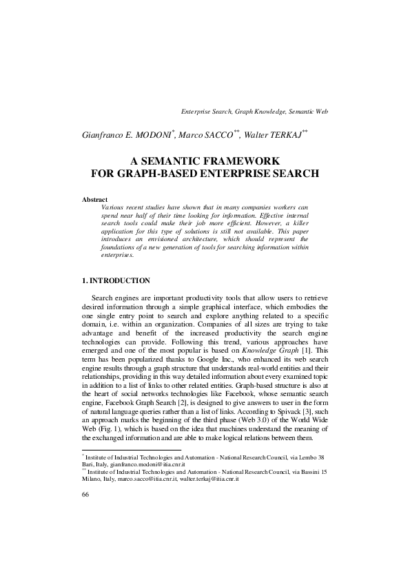 (PDF) A Semantic Framework for Graph-Based Enterprise Search