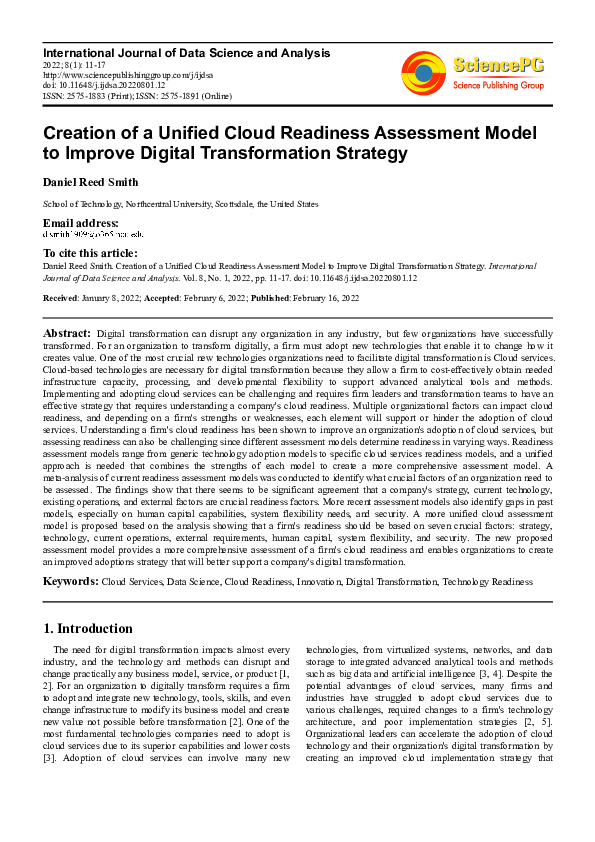 (PDF) Creation of a Unified Cloud Readiness Assessment Model to Improve ...