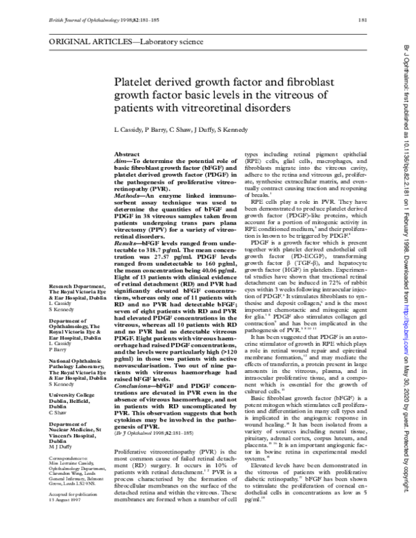 (PDF) Platelet derived growth factor and fibroblast growth factor basic ...