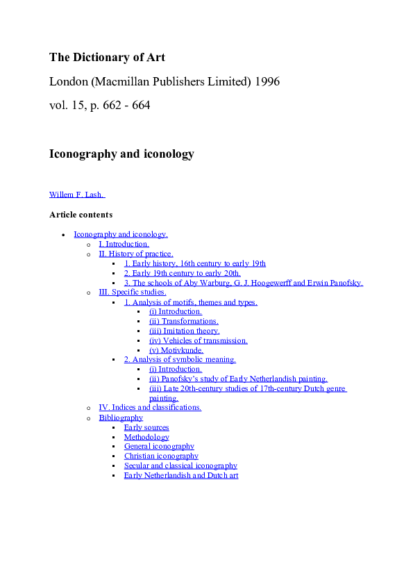 (DOC) Iconography and iconology