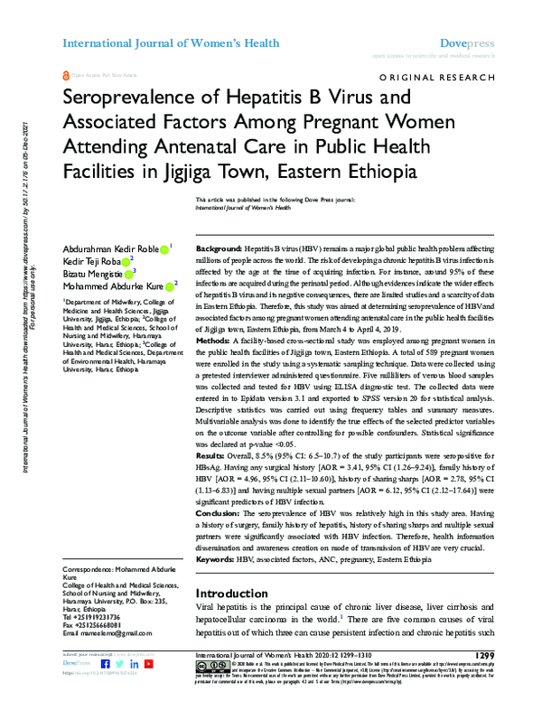 (PDF) Seroprevalence of Hepatitis B Virus and Associated Factors Among ...