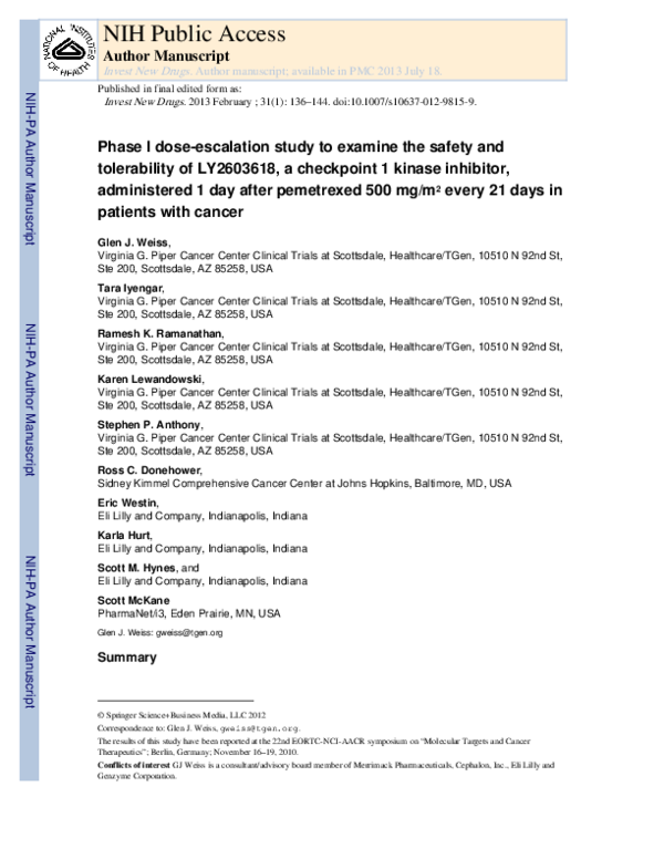 (PDF) Phase I dose-escalation study to examine the safety and ...
