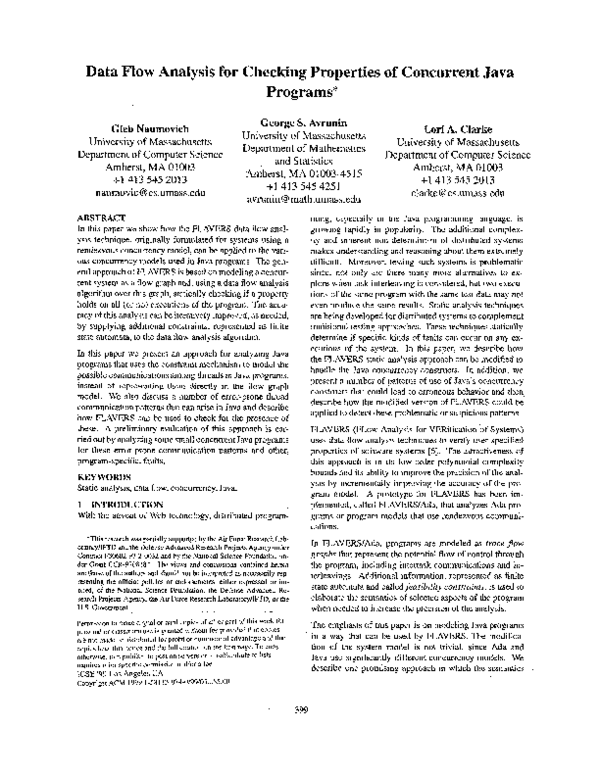 (PDF) Data flow analysis for checking properties of concurrent Java ...