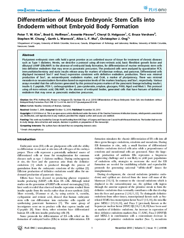 (PDF) Differentiation of mouse embryonic stem cells and their hybrids ...