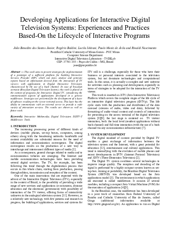 (PDF) Developing Applications for Interactive Digital Television ...