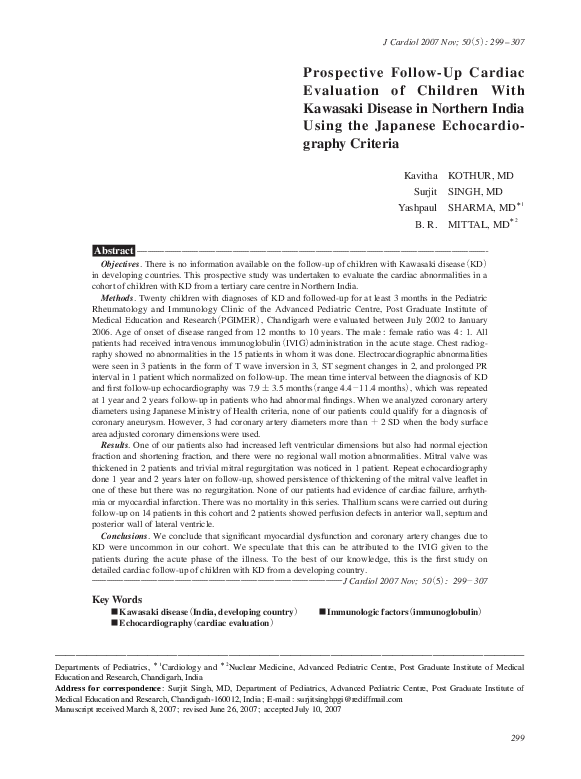 (PDF) Prospective follow-up cardiac evaluation of children with ...