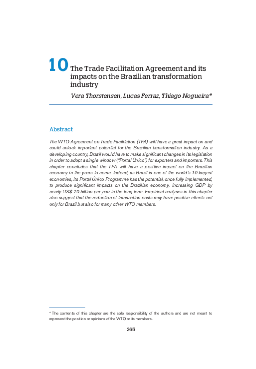 (PDF) The Trade Facilitation Agreement and its impacts on the Brazilian ...