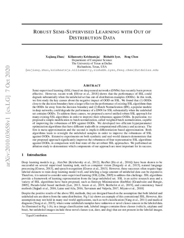 (PDF) Robust Semi-Supervised Learning with Out of Distribution Data