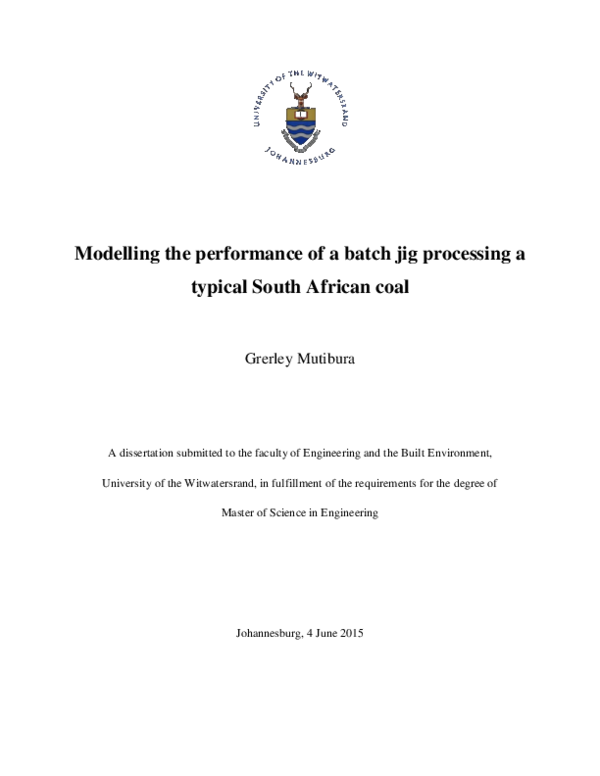 (PDF) Modelling the performance of a batch jig processing a typical ...