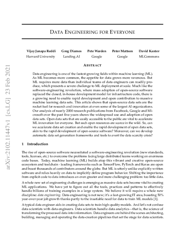 (PDF) Data Engineering for Everyone