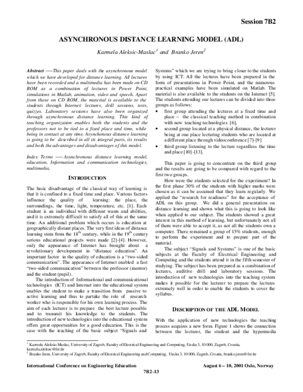 (PDF) Asynchronous Distance Learning Model (ADL)