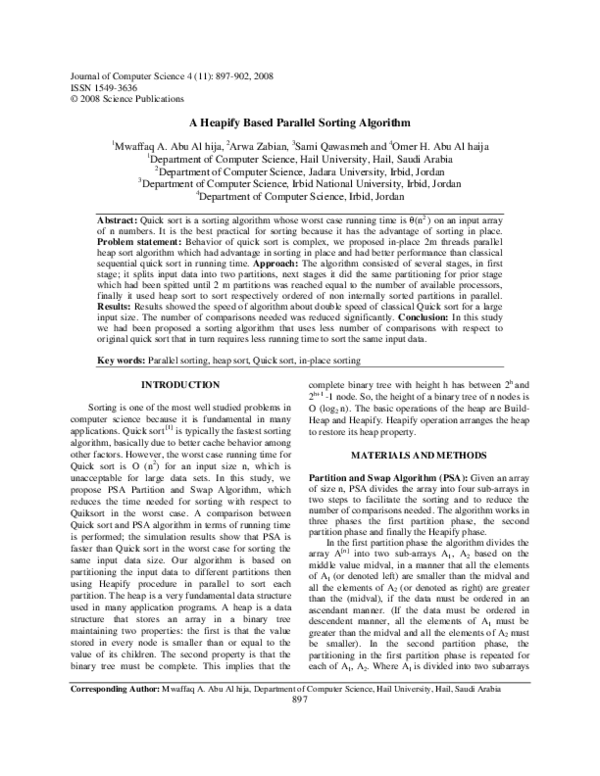 (PDF) A Heapify Based Parallel Sorting Algorithm