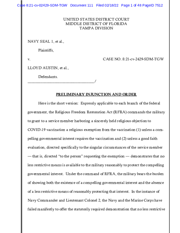 (PDF) US District Court for Middle District of Florida - Navy Seal 1 ...