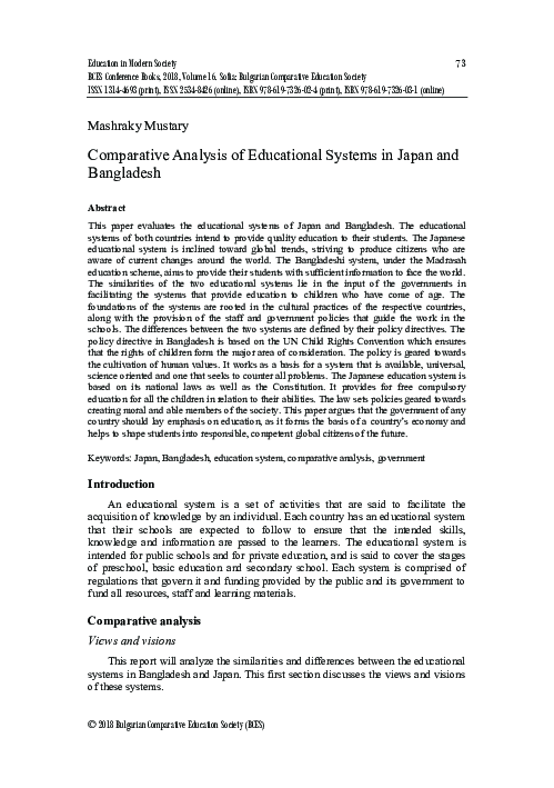 (PDF) Comparative Analysis of Educational Systems in Japan and Bangladesh