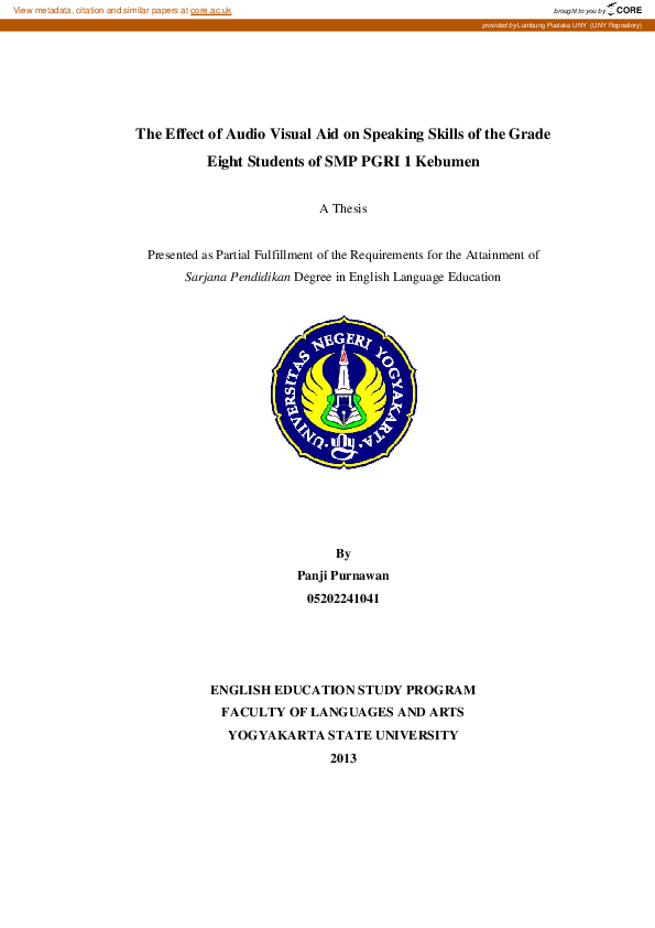(PDF) The Effect of Audio Visual Aid on Speaking Skill of the Grade ...