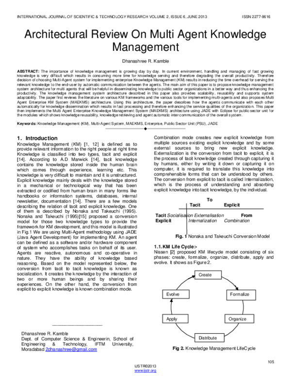 (PDF) Architectural Review On Multi Agent Knowledge Management