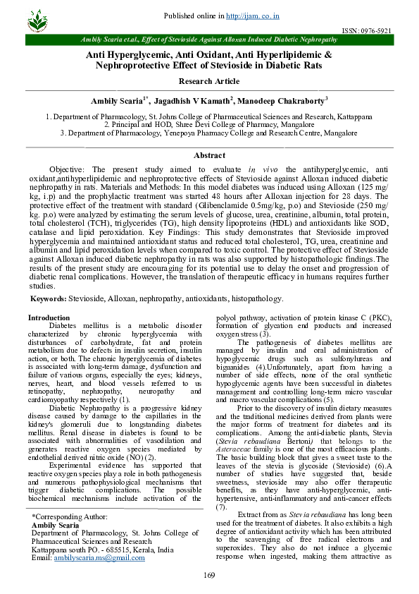 (PDF) Anti Hyperglycemic, Anti Oxidant, Anti Hyperlipidemic ...