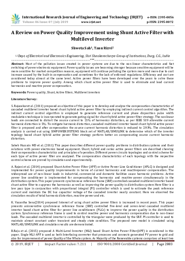 (PDF) A Review on Power Quality Improvement using Shunt Active Filter ...
