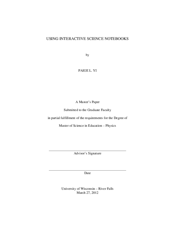 (PDF) Using interactive science notebooks