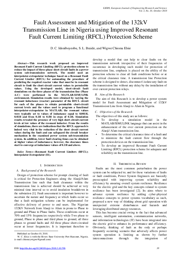 (PDF) Fault Assessment and Mitigation of the 132kV Transmission Line in ...