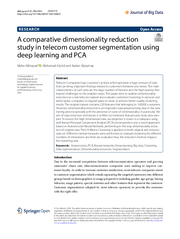 (PDF) A comparative dimensionality reduction study in telecom customer ...