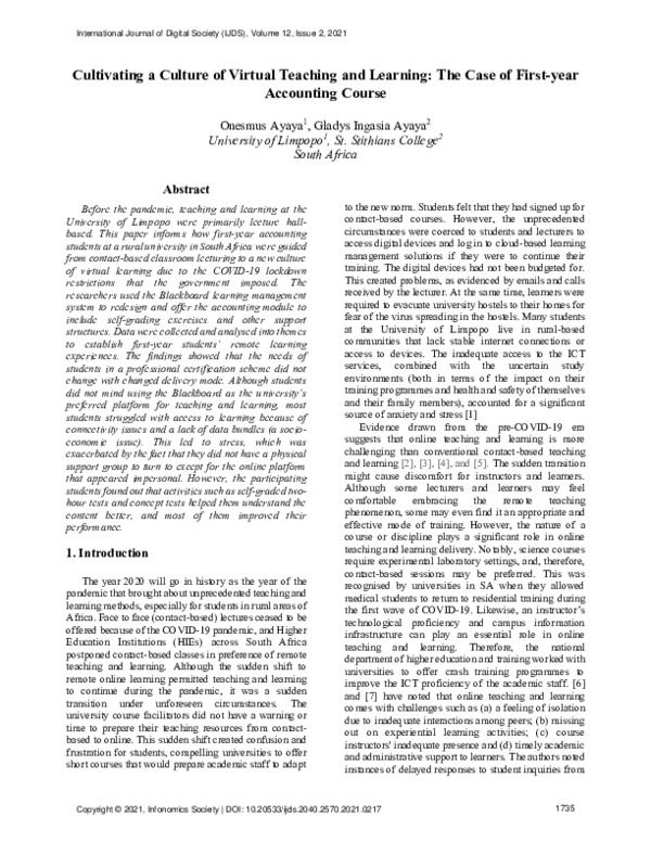 (PDF) Cultivating a Culture of Virtual Teaching and Learning: The Case ...