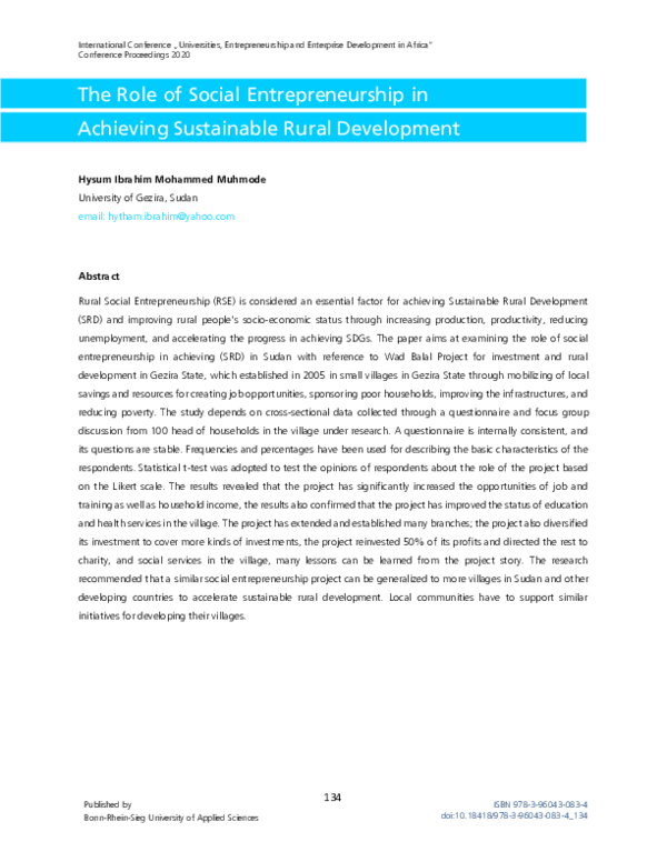 (PDF) The Role of Social Entrepreneurship in Achieving Sustainable ...