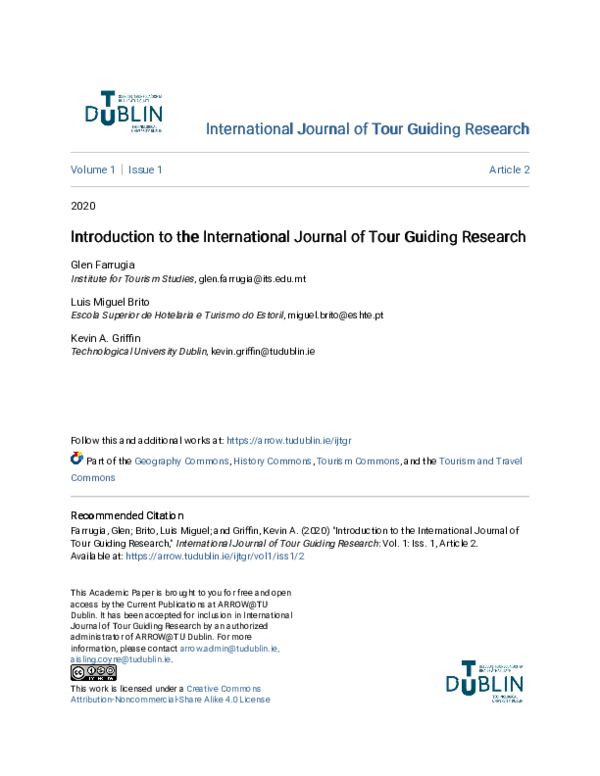 (PDF) Introduction to the International Journal of Tour Guiding Research