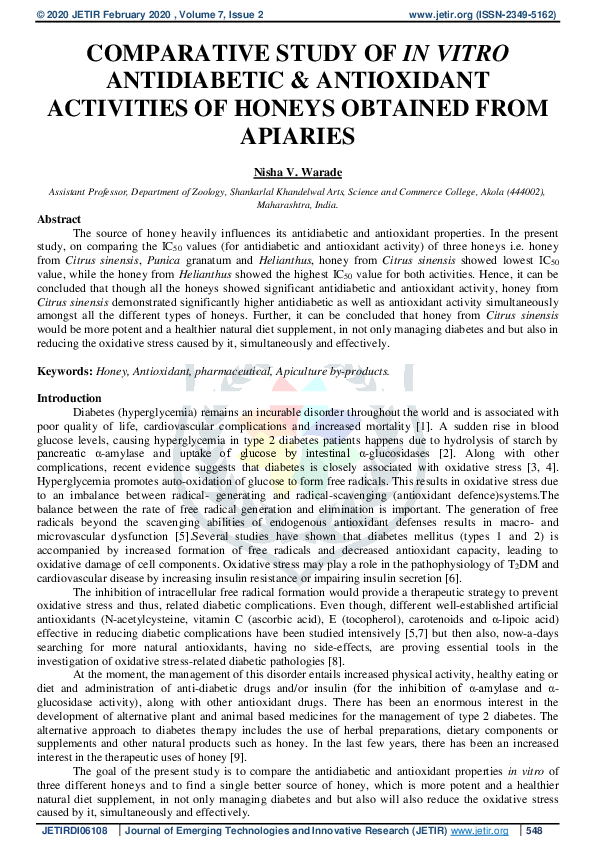 (PDF) Comparative Study of in Vitro Antidiabetic & Antioxidant ...