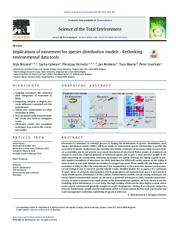 (PDF) Implications of movement for species distribution models ...