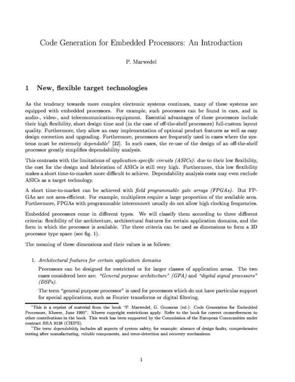 (PDF) Challenges in Code Generation For Embedded Processors