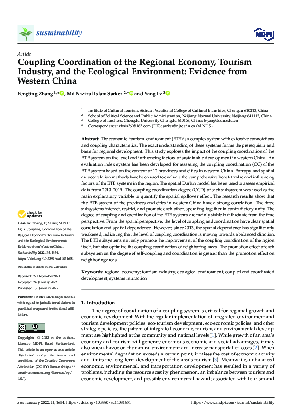 (PDF) Coupling Coordination of the Regional Economy, Tourism Industry ...