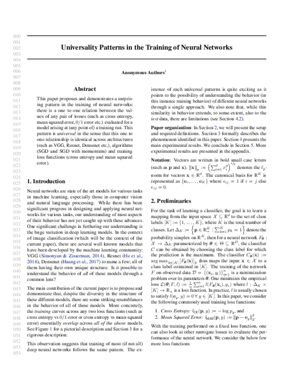 (PDF) Universality Patterns in the Training of Neural Networks