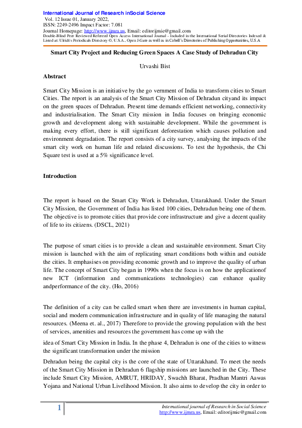 (PDF) Smart City Project and Reducing Green Spaces A Case Study of ...
