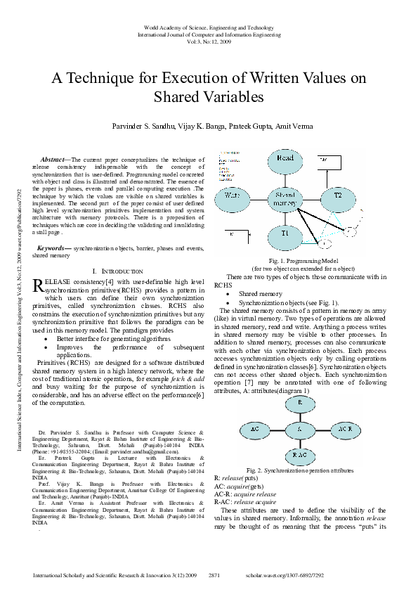 (PDF) A Technique for Execution of Written Values on Shared Variables
