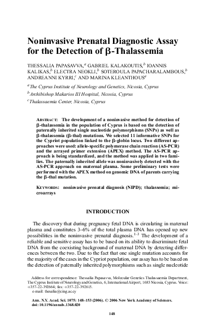(PDF) Noninvasive prenatal diagnostic assay for the detection of beta ...