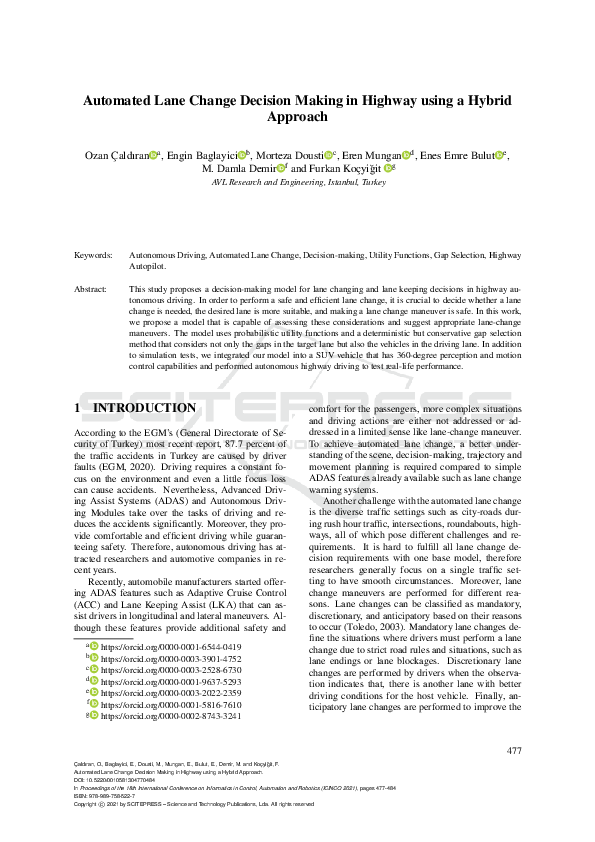 (PDF) Automated Lane Change Decision Making in Highway using a Hybrid ...
