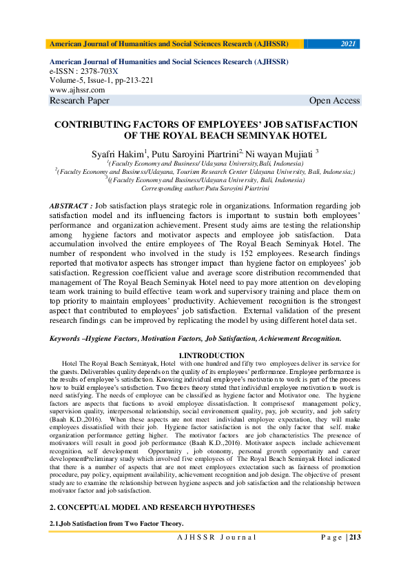 (PDF) Contributing Factors of Employees’ Job Satisfaction of the Royal ...
